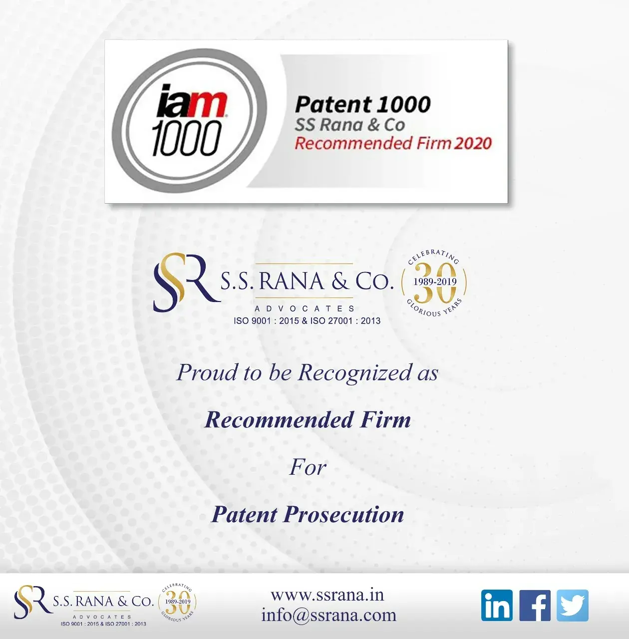 IAM Patent 1000 - SSRana & Co.