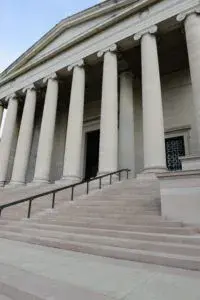 Pillars and Steps of a Courthouse Building
