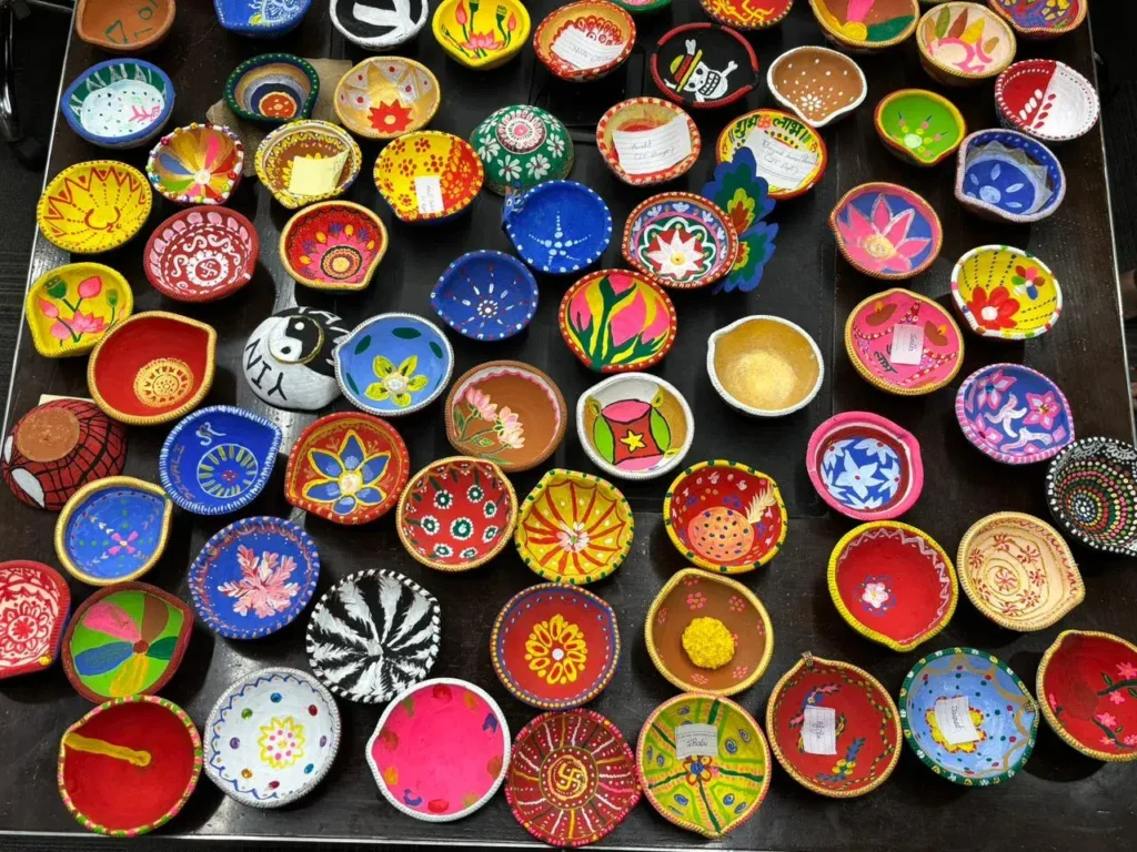 Decorated diya's