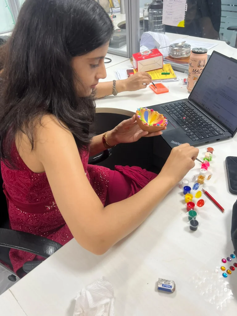 Diya decoration in office